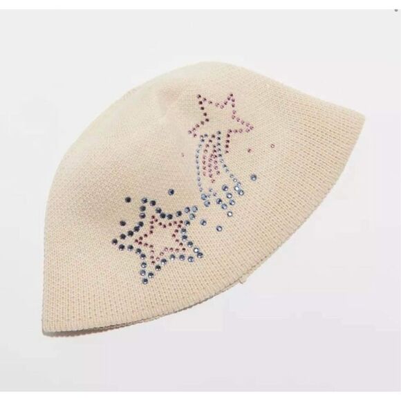 New Urban Outfitters Gabbi Rhinestone Bucket Hat Ivory Celestial New - Picture 1 of 4